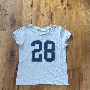 Brandy Melville Light Gray Tee with Bold Number Print